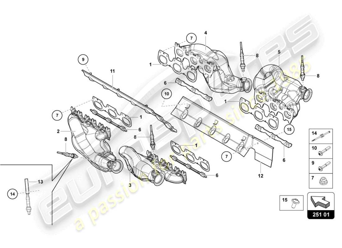 lamborghini lp700-4 coupe (2016) exhaust system part diagram