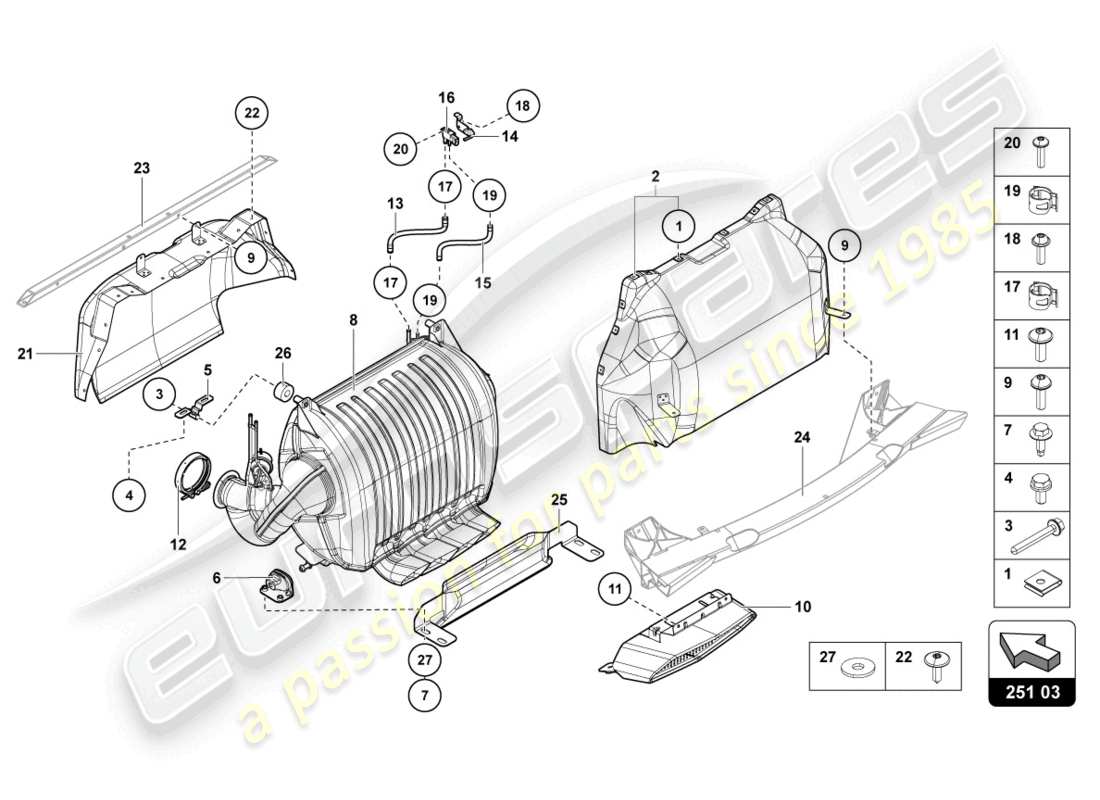 lamborghini lp700-4 coupe (2014) silencer with catalyst parts diagram