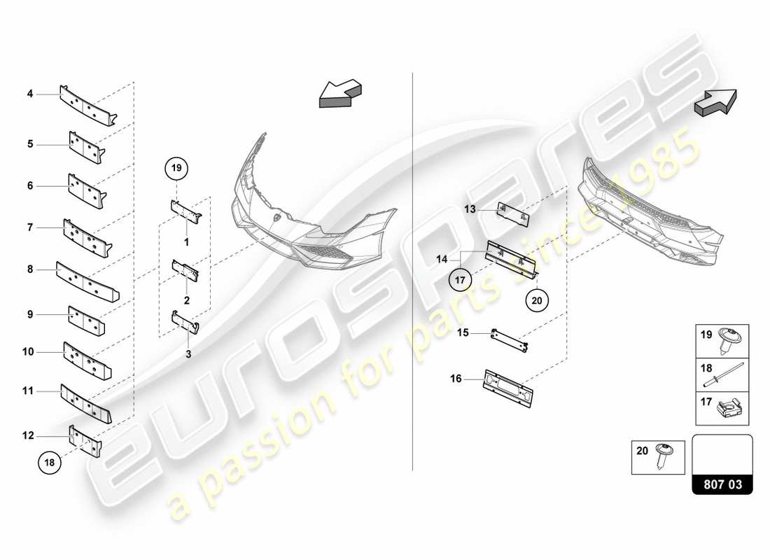lamborghini lp580-2 spyder (2016) licence plate holder parts diagram