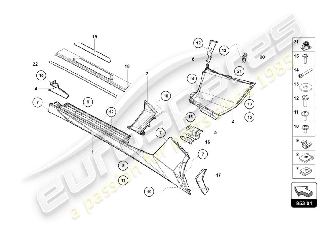 lamborghini lp720-4 roadster 50 (2014) lower external side member for wheel housing part diagram