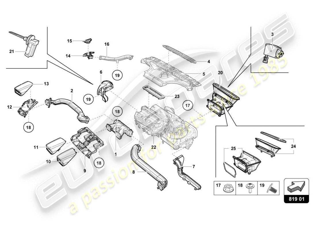 lamborghini lp610-4 coupe (2018) air vent part diagram