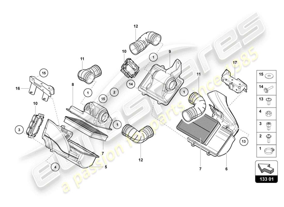 lamborghini lp700-4 roadster (2013) air filter part diagram