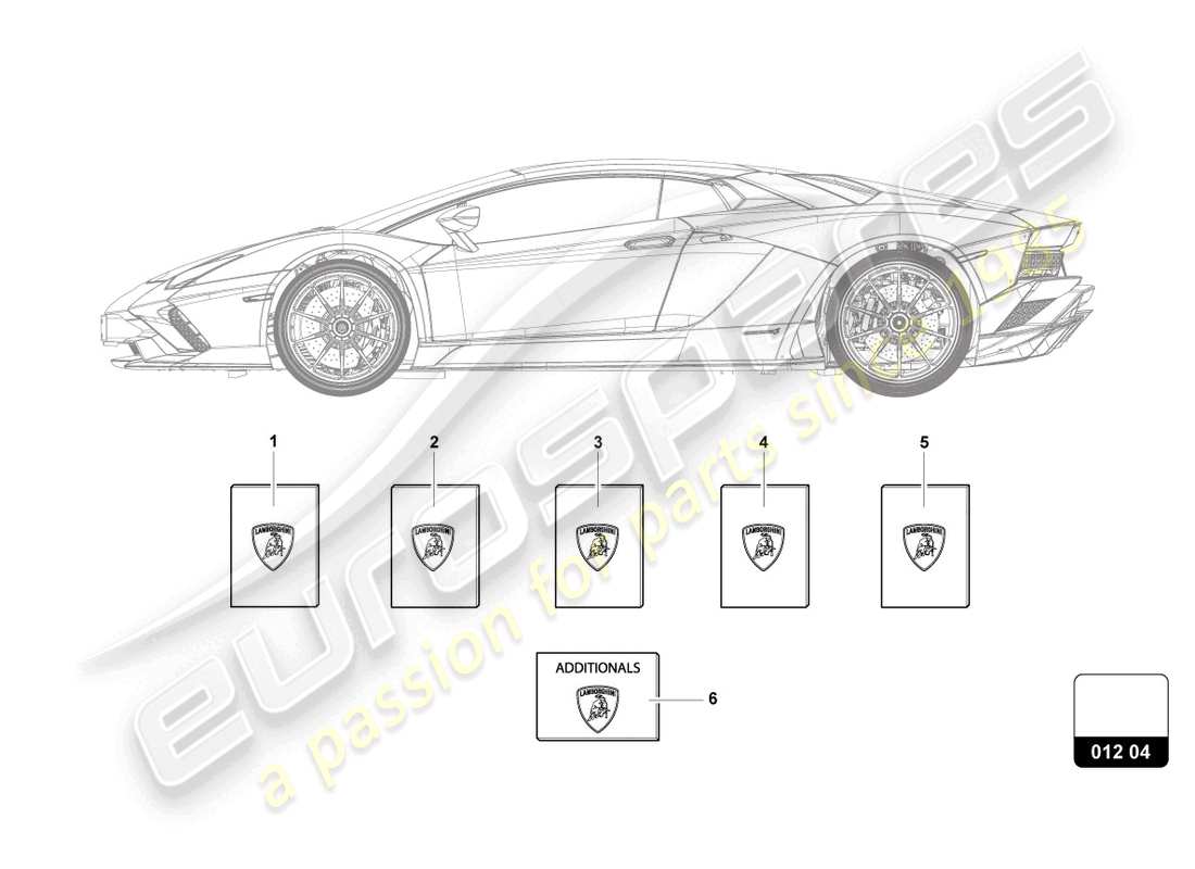 lamborghini lp740-4 s roadster (2020) 1 set vehicle literature part diagram