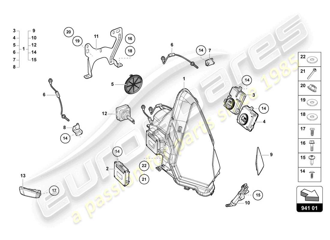 lamborghini lp700-4 roadster (2013) headlights part diagram