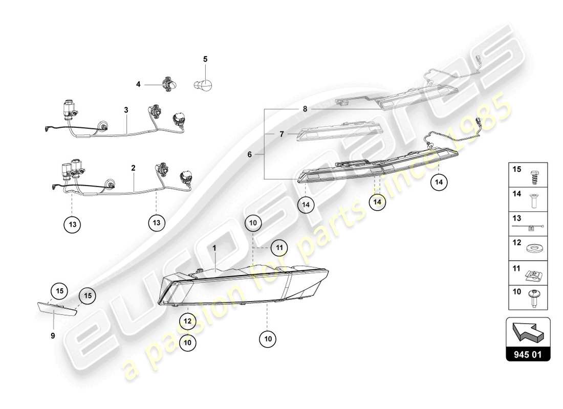 lamborghini lp700-4 coupe (2014) tail light rear parts diagram