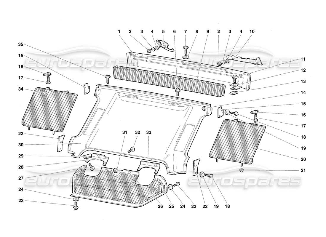 lamborghini diablo sv (1997) rear body elements part diagram