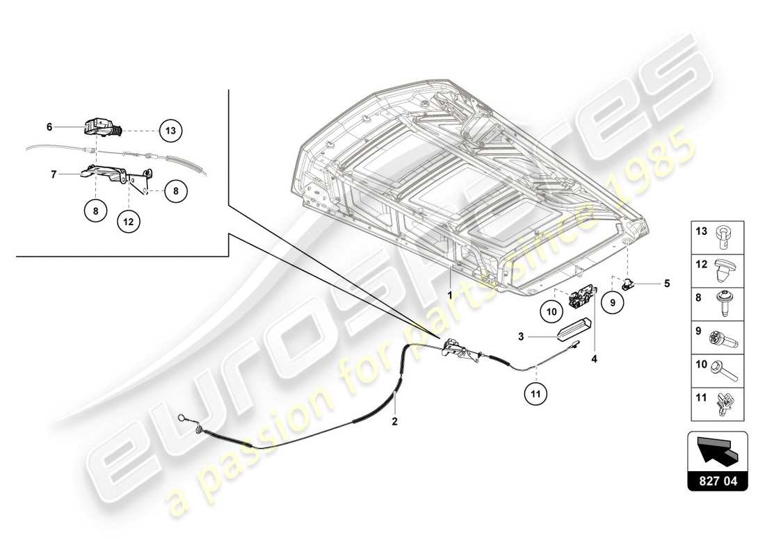 lamborghini lp610-4 coupe (2018) release lever part diagram