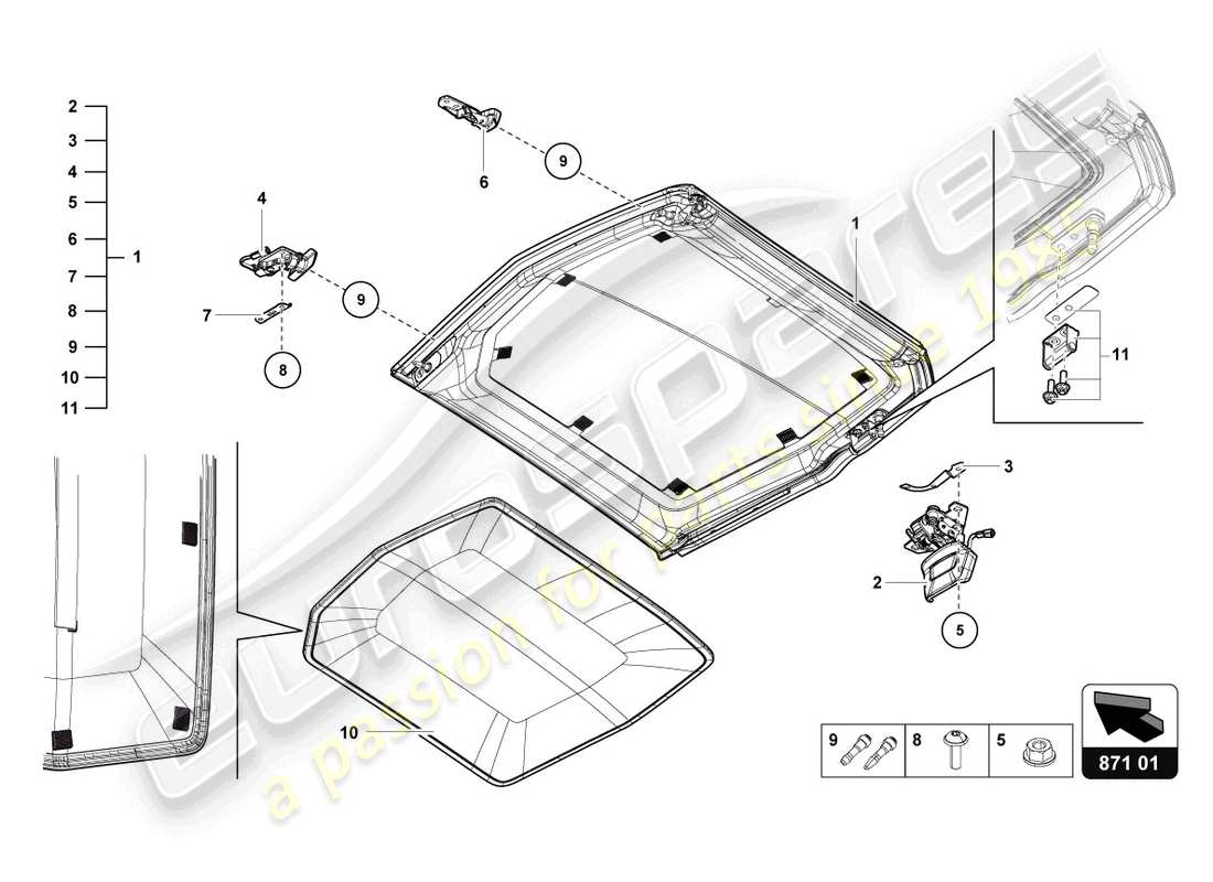 lamborghini 2016 (lp700-4 roadster) cabrio roof part diagram