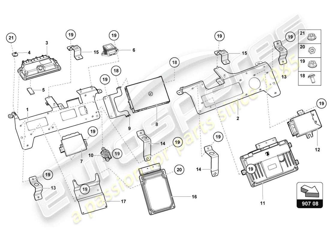 lamborghini lp720-4 roadster 50 (2015) retainer for control units parts diagram