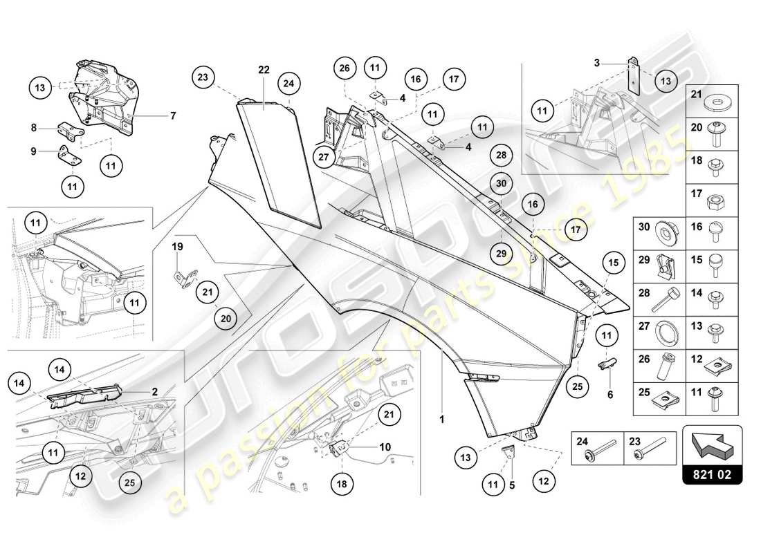 lamborghini lp700-4 coupe (2014) wing protector parts diagram