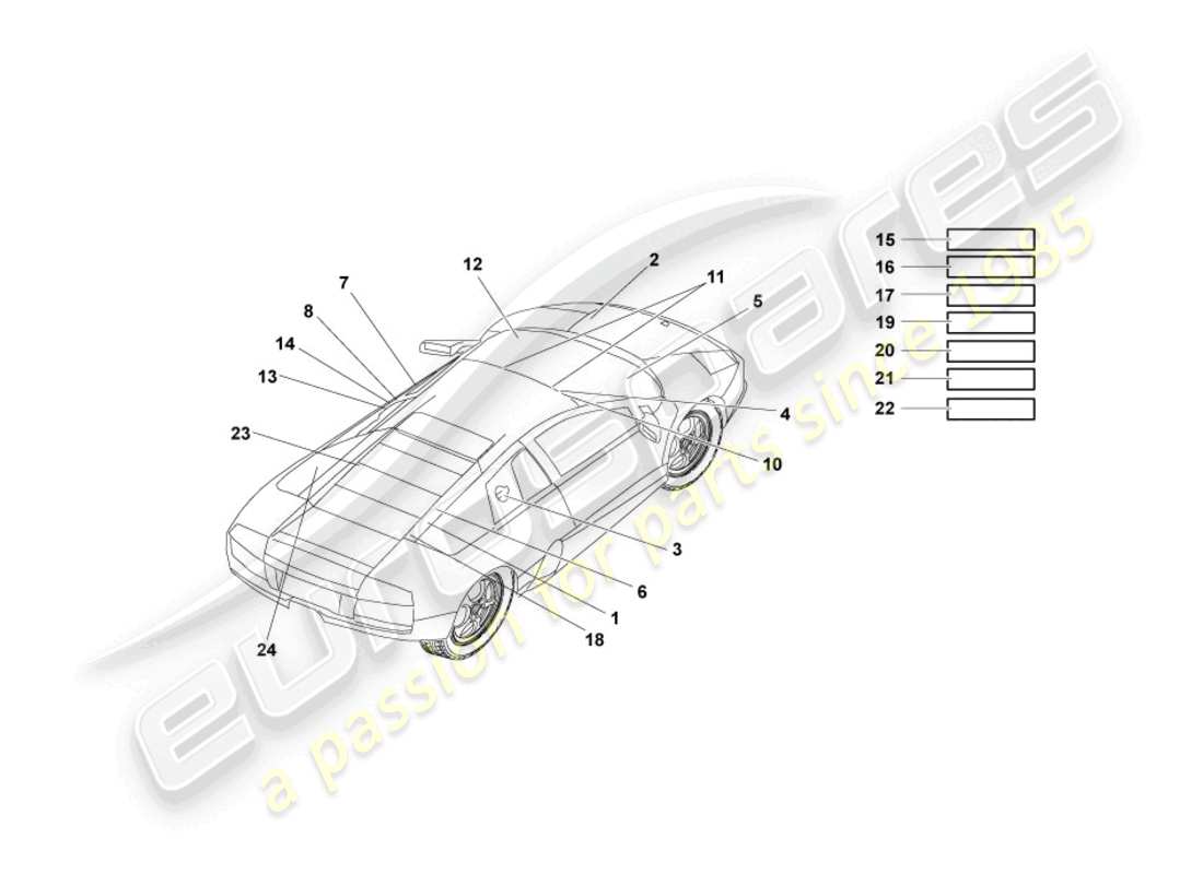 lamborghini murcielago coupe (2005) type plates part diagram