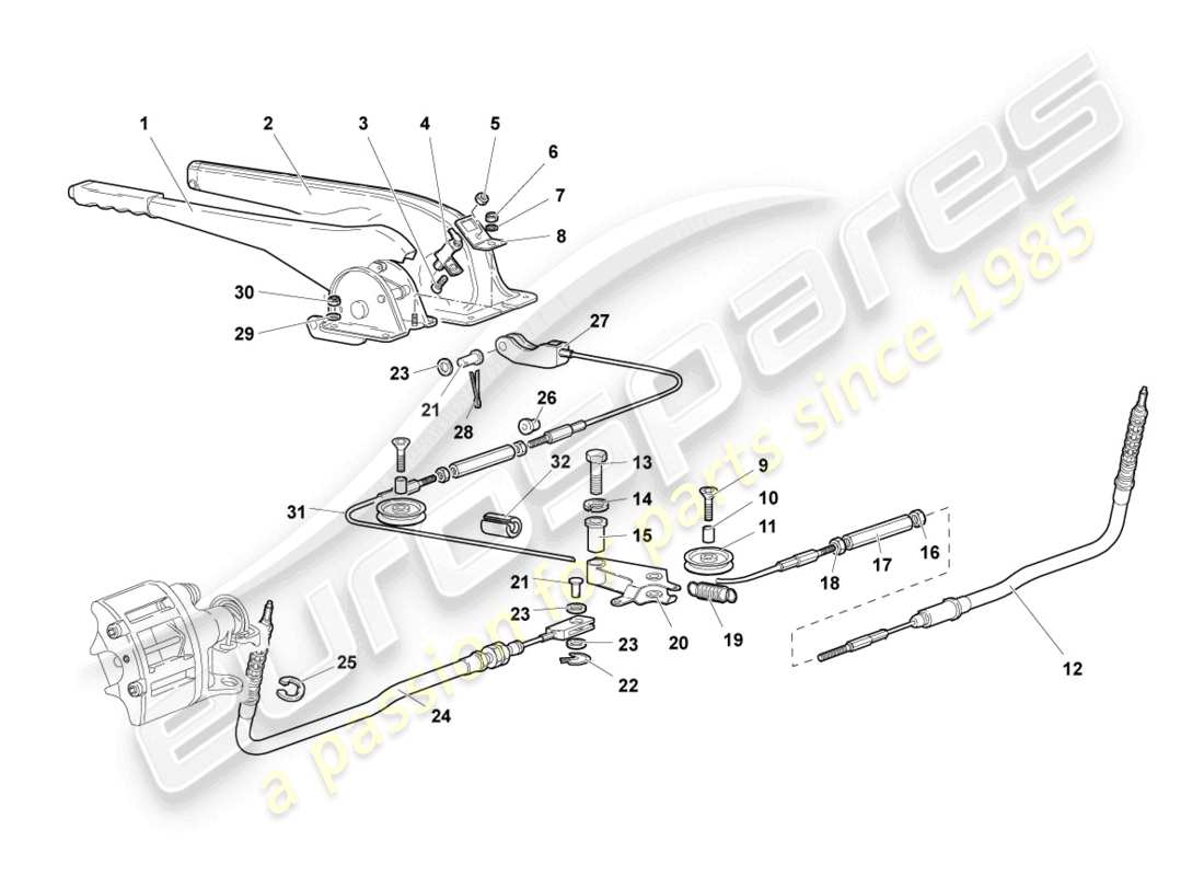 lamborghini murcielago coupe (2005) brake lever rhd parts diagram