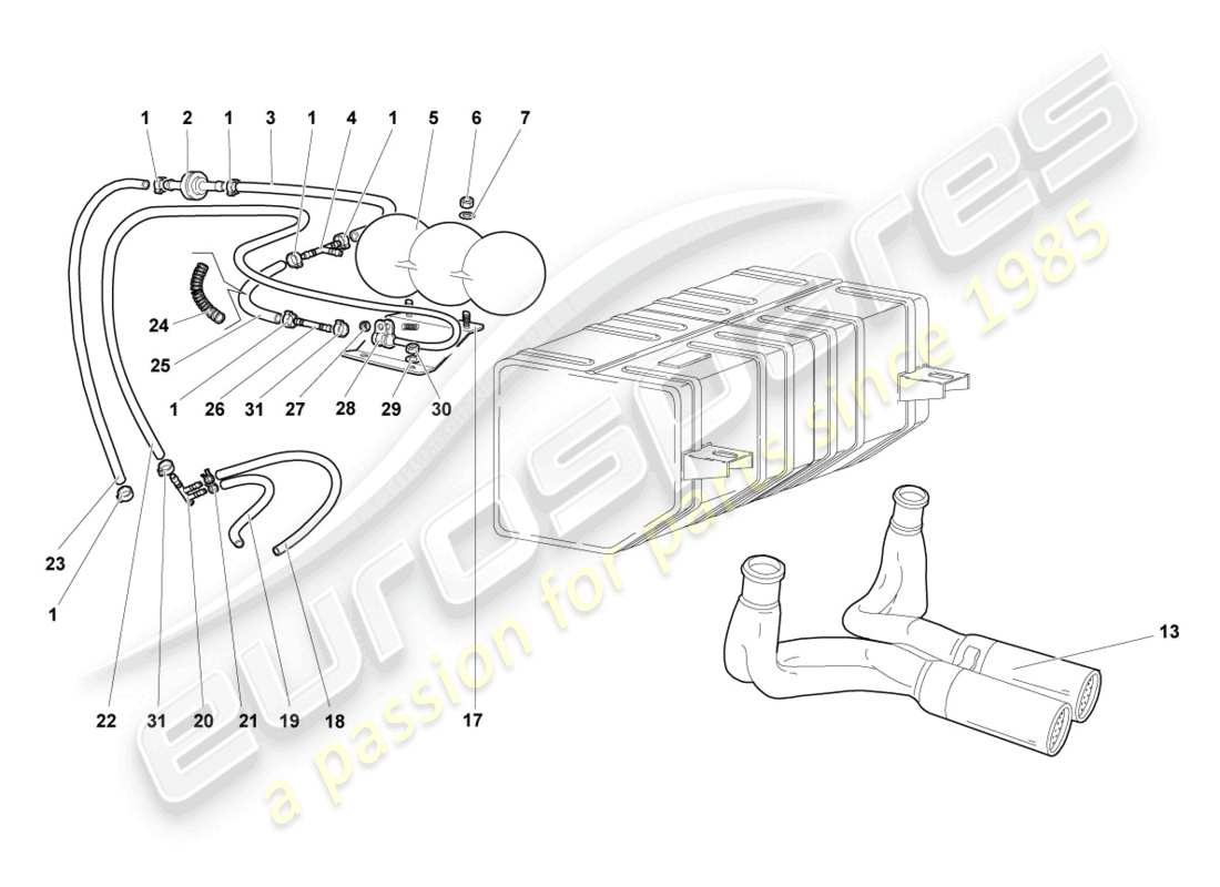 lamborghini murcielago coupe (2002) vacuum system part diagram