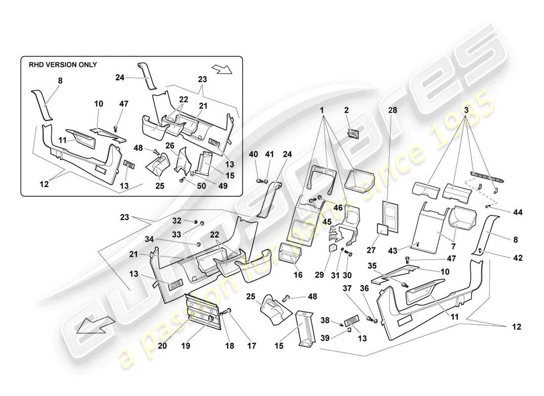 lamborghini murcielago coupe (2002) pillar trim part diagram