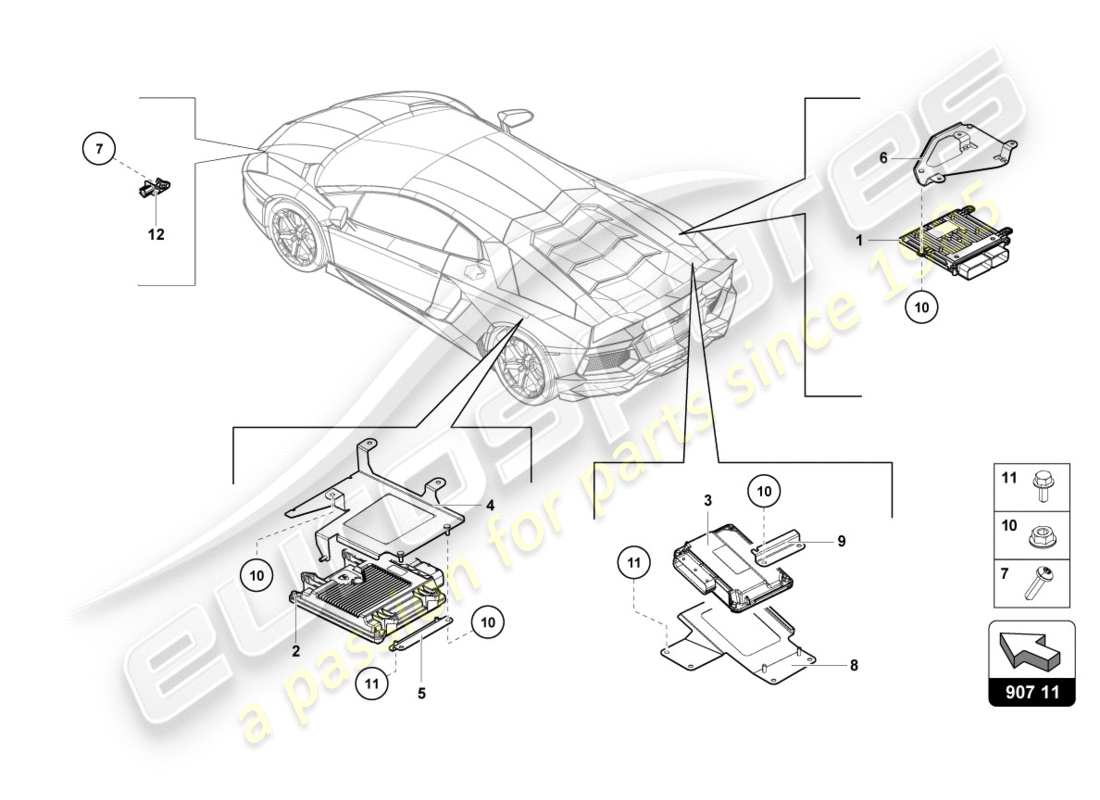 lamborghini centenario roadster (2017) engine control unit parts diagram