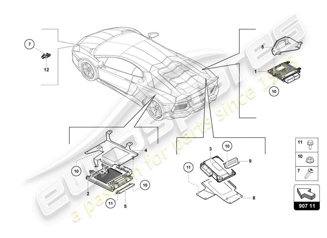 lamborghini lp770-4 svj roadster (2020) engine control unit part diagram