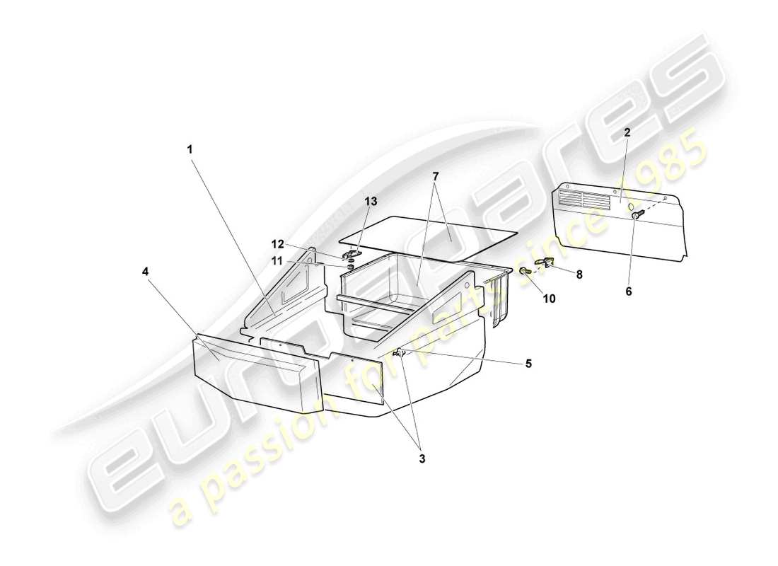 lamborghini murcielago coupe (2005) luggage boot trims part diagram