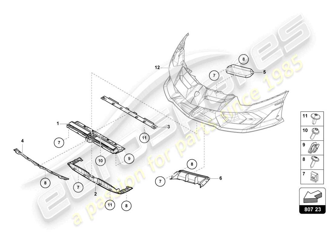 lamborghini lp770-4 svj coupe (2021) aerodynamic attachment parts front part diagram