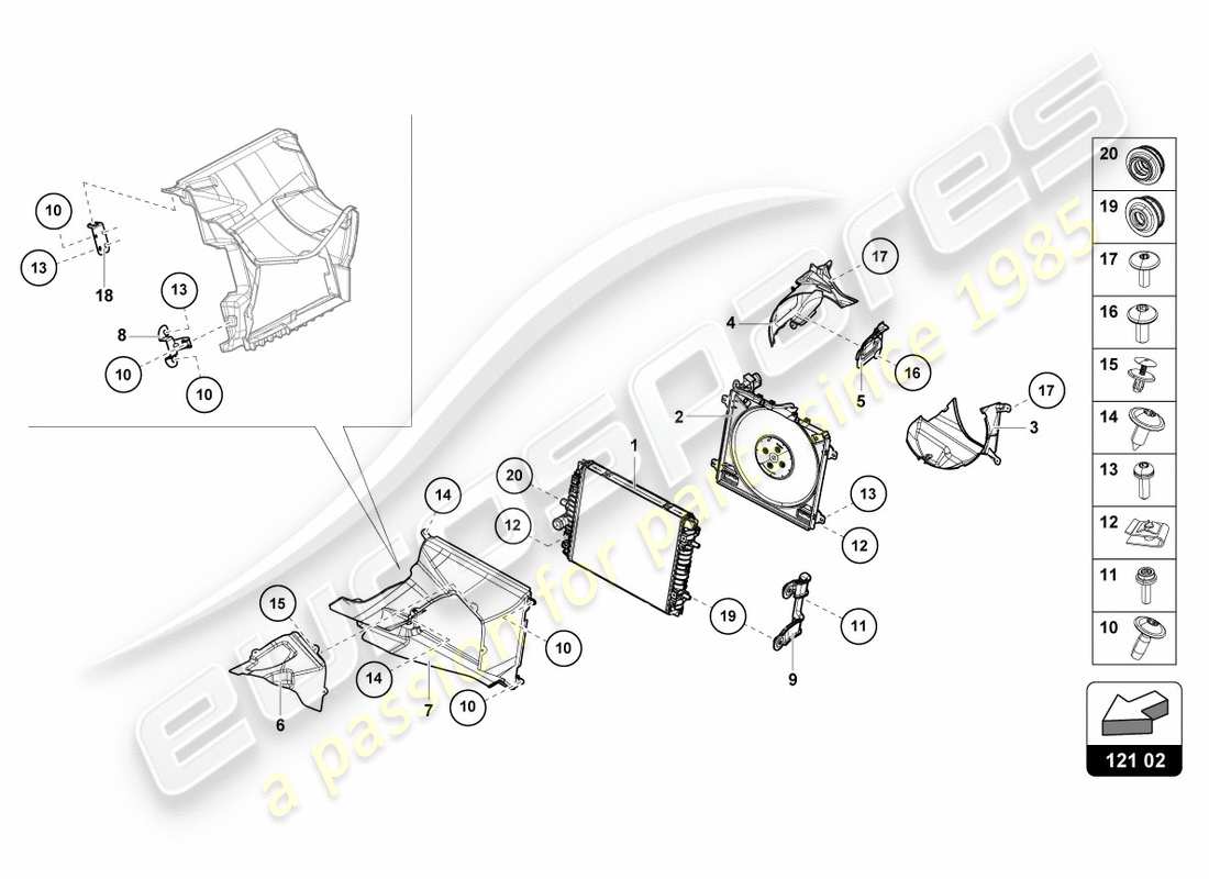 lamborghini performante spyder (2019) cooler for coolant front part diagram