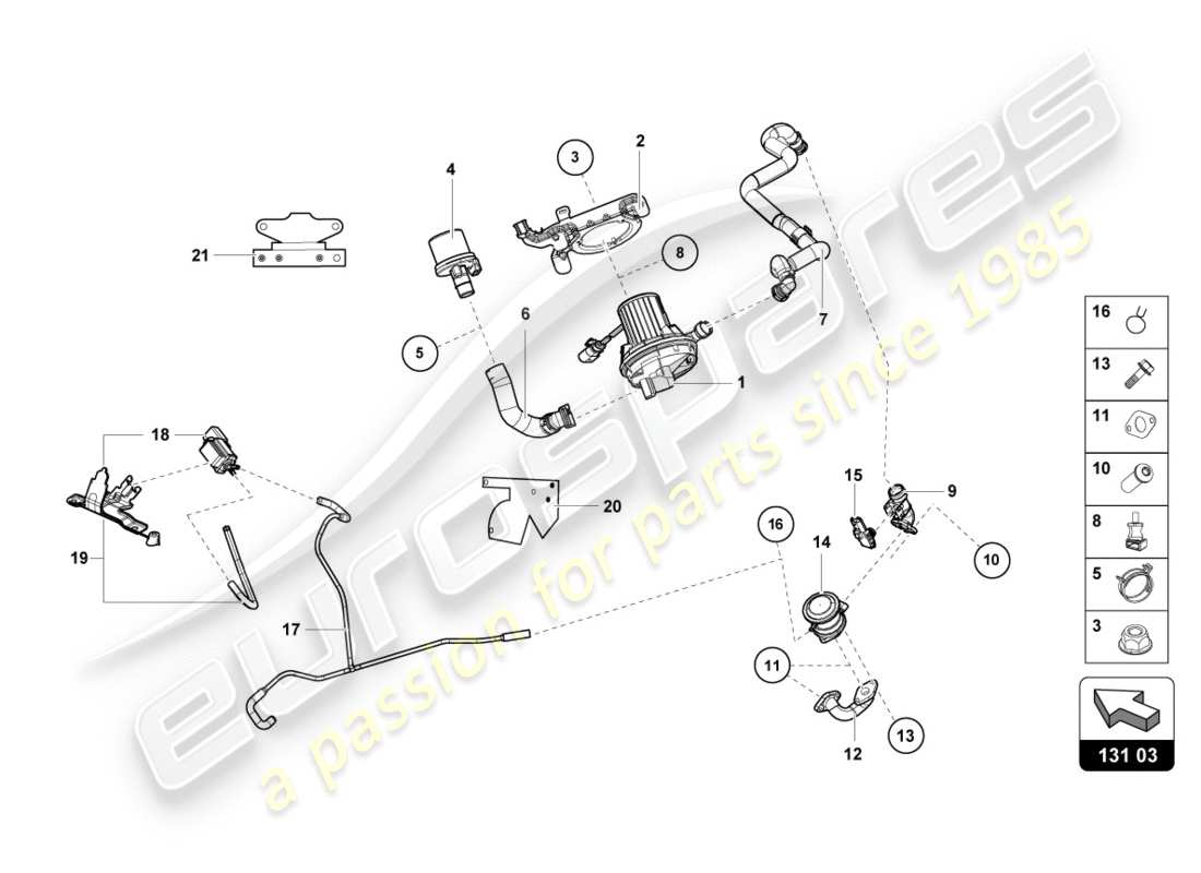 lamborghini lp610-4 spyder (2018) secondary air pump parts diagram