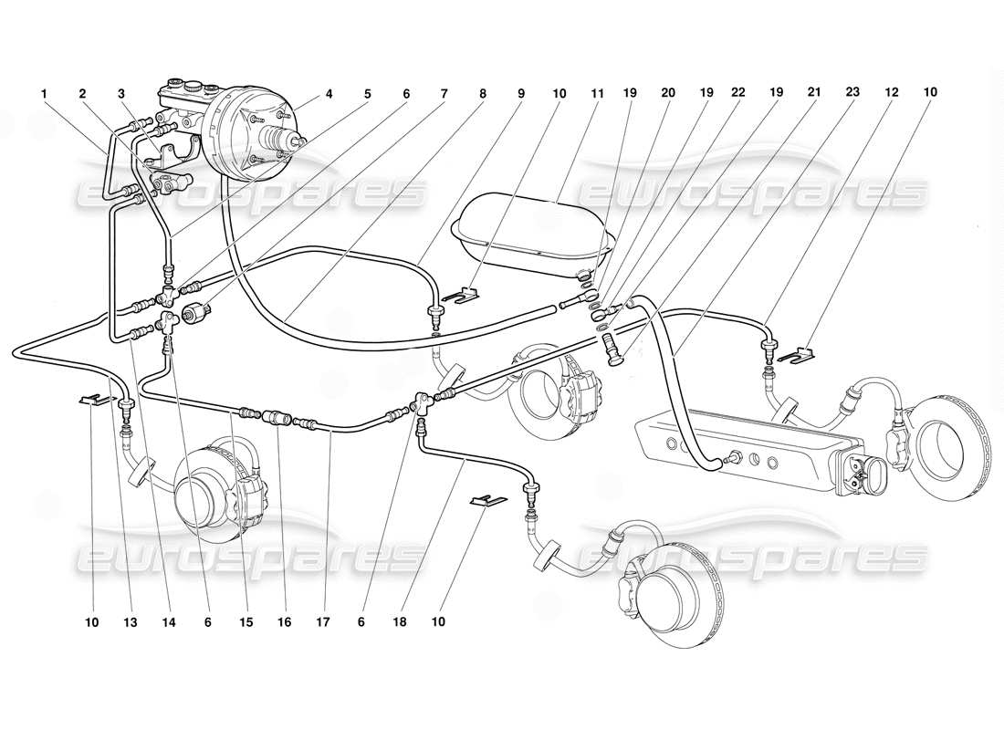 lamborghini diablo (1991) brake system part diagram