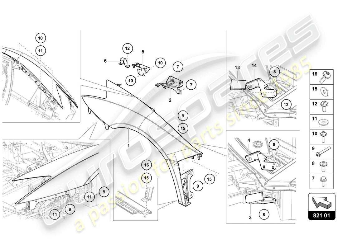 lamborghini 2021 (lp770-4 svj roadster) wing front part diagram
