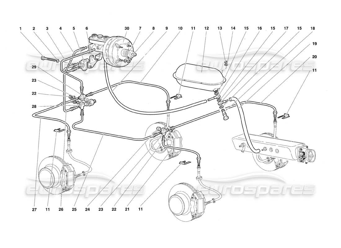 lamborghini diablo sv (1997) brake system part diagram