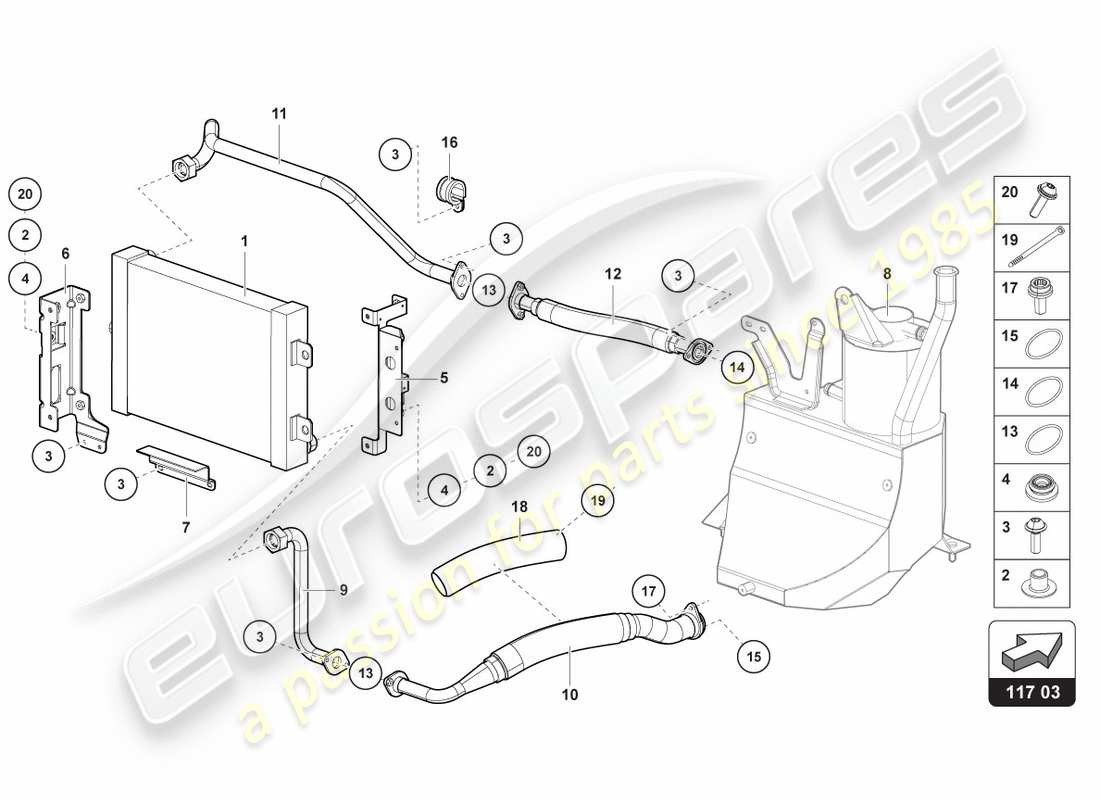 lamborghini centenario roadster (2017) oil cooler parts diagram