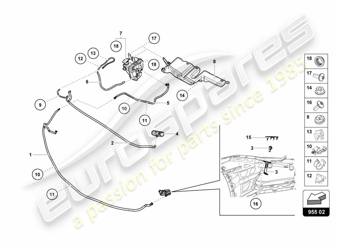 lamborghini performante spyder (2018) headlight washer system part diagram