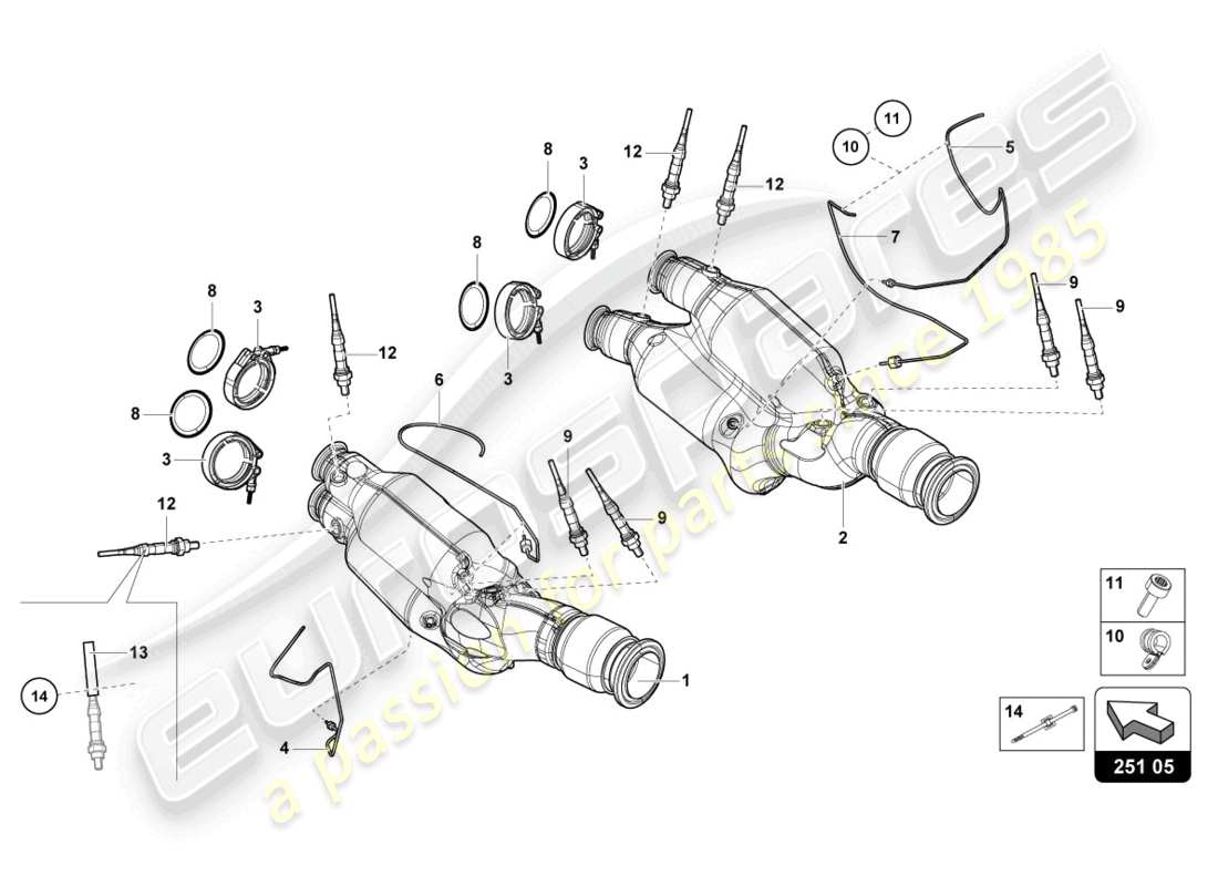 lamborghini 2019 (lp770-4 svj roadster) catalytic converter part diagram