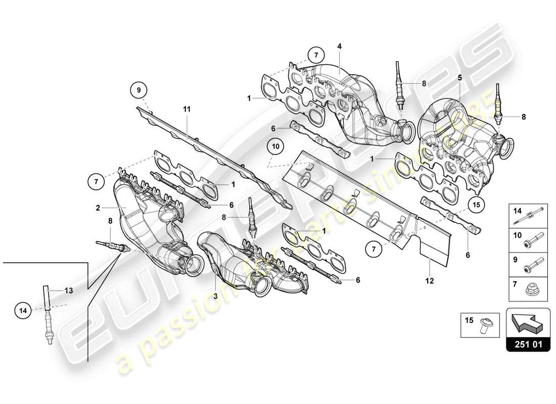 lamborghini 2014 (lp720-4 coupe 50) exhaust system part diagram