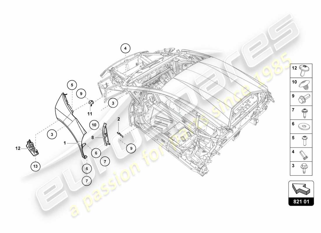 lamborghini lp580-2 spyder (2019) wing protector front parts diagram