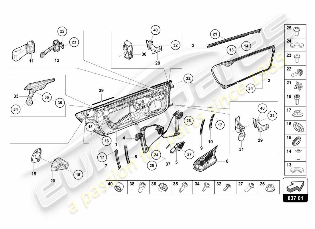 lamborghini lp580-2 spyder (2018) doors part diagram