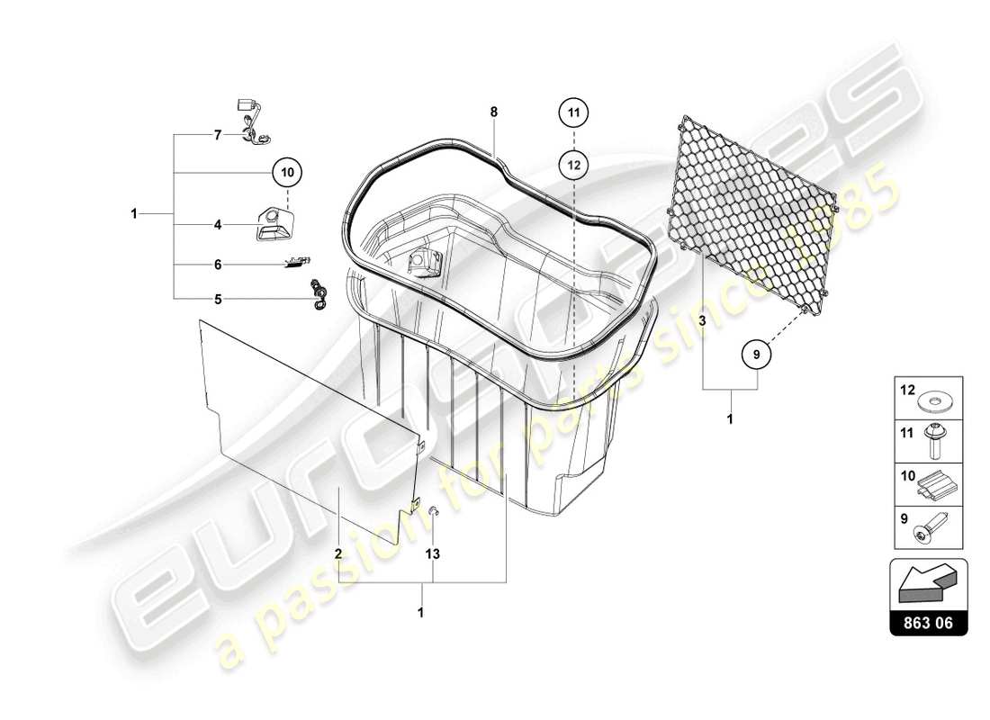 lamborghini 2021 (lp770-4 svj coupe) luggage boot trims part diagram