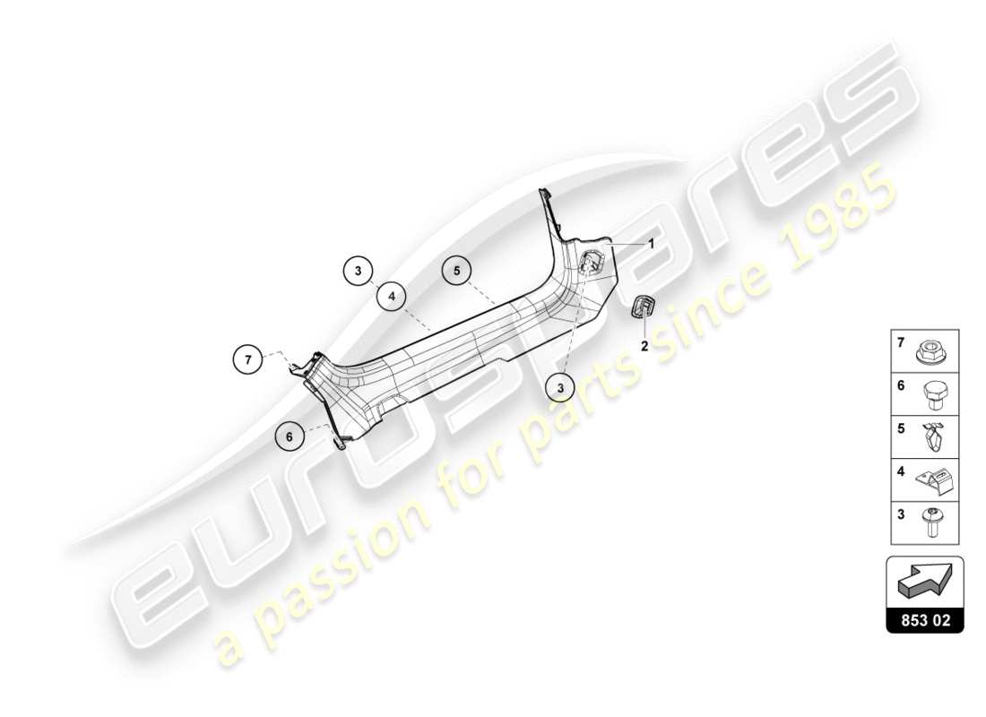 lamborghini lp580-2 coupe (2019) side member part diagram