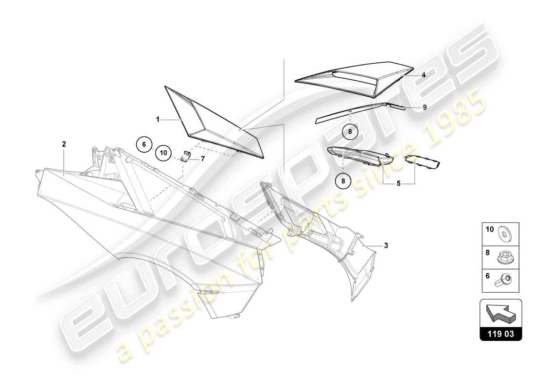 lamborghini lp750-4 sv roadster (2016) air intake trim plate part diagram