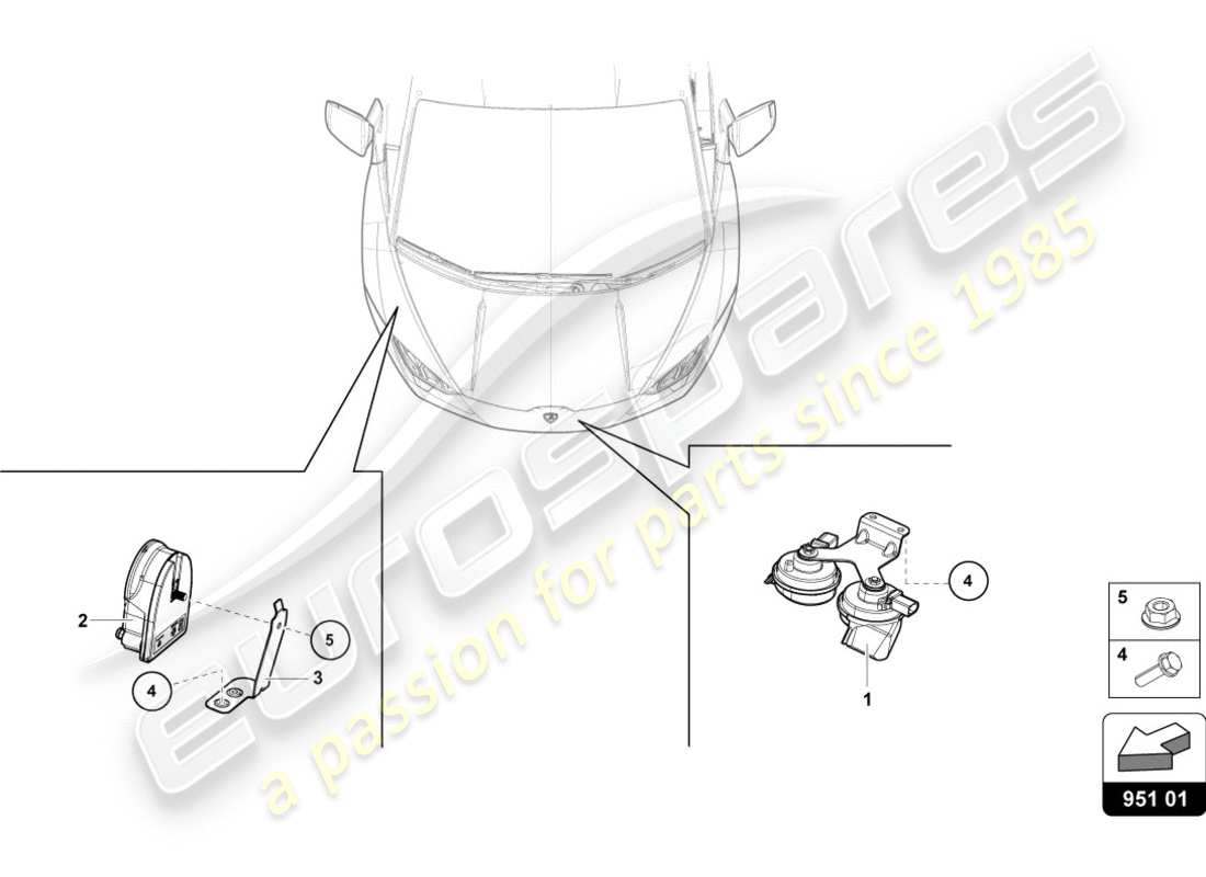 lamborghini lp610-4 avio (2017) signal horn parts diagram