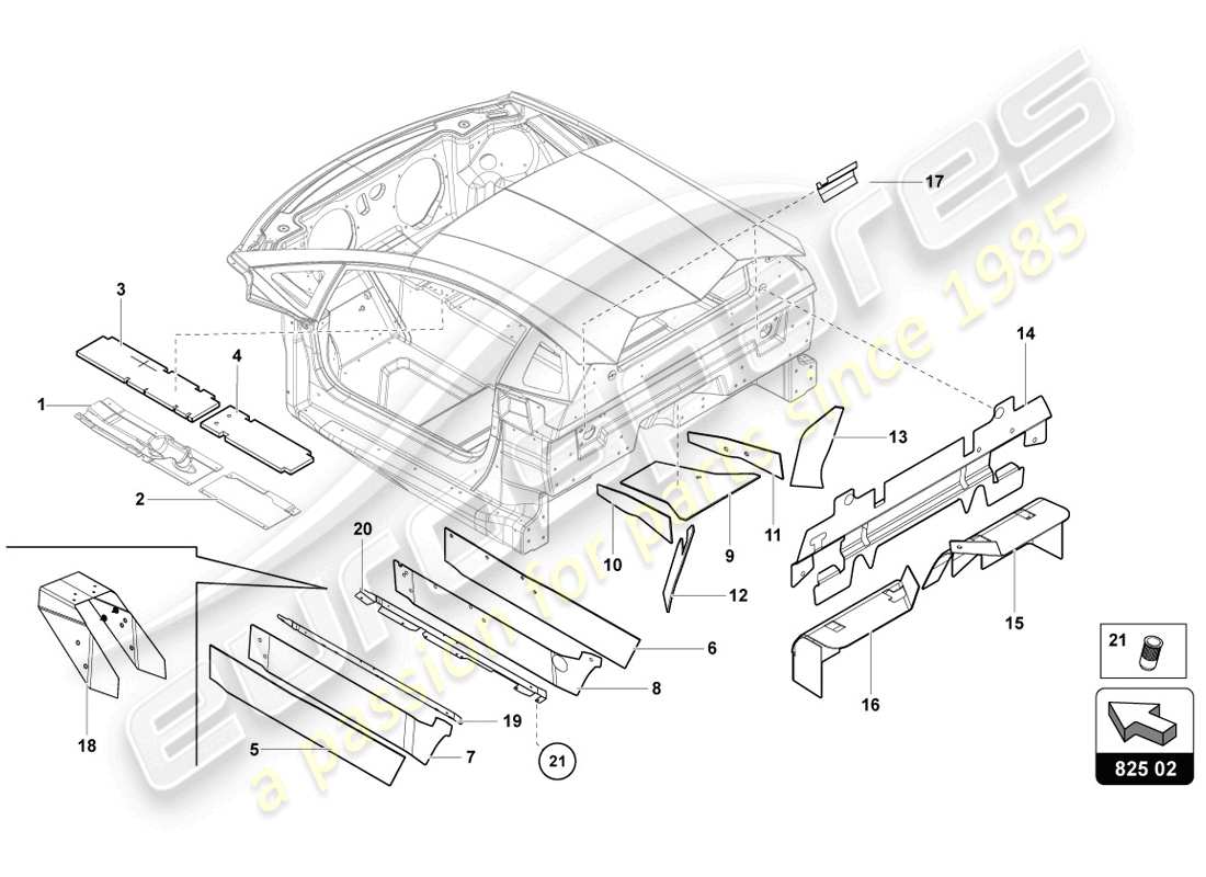 lamborghini 2014 (lp720-4 coupe 50) damper for tunnel part diagram