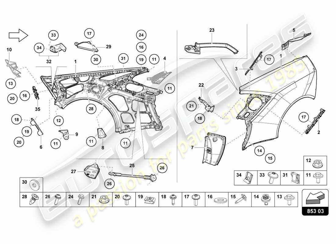 lamborghini lp580-2 coupe (2019) wing part diagram