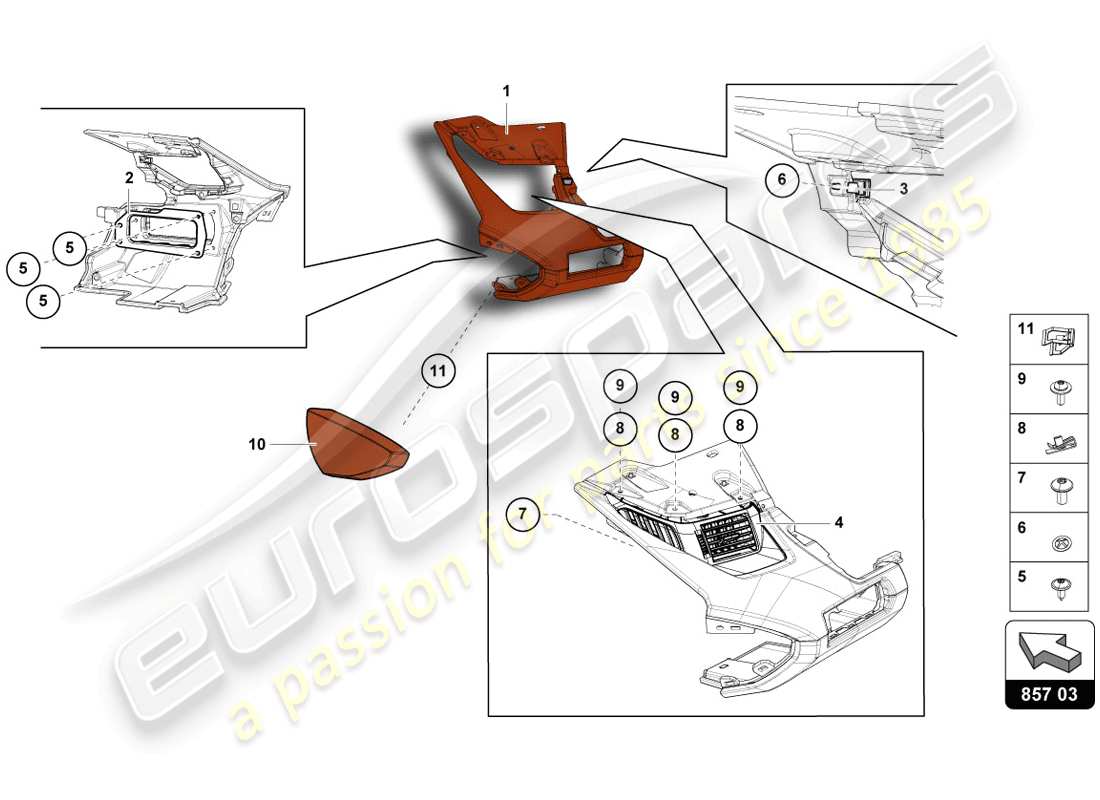 lamborghini 2014 (lp720-4 coupe 50) instrument panel part diagram