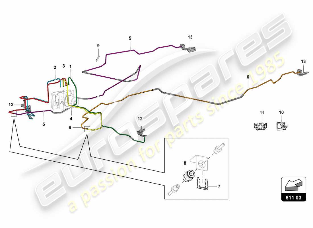 lamborghini centenario roadster (2017) brake servo, pipes and vacuum system parts diagram