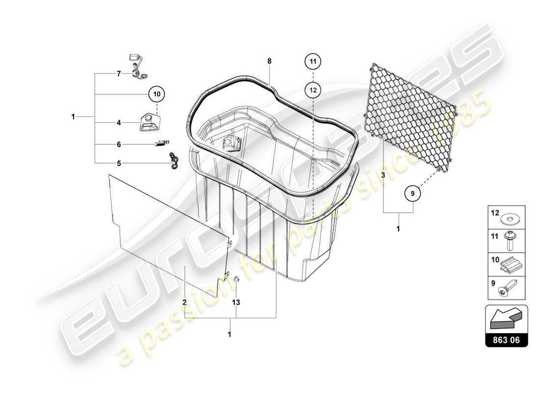 lamborghini 2012 (lp700-4 coupe)) luggage boot trims part diagram