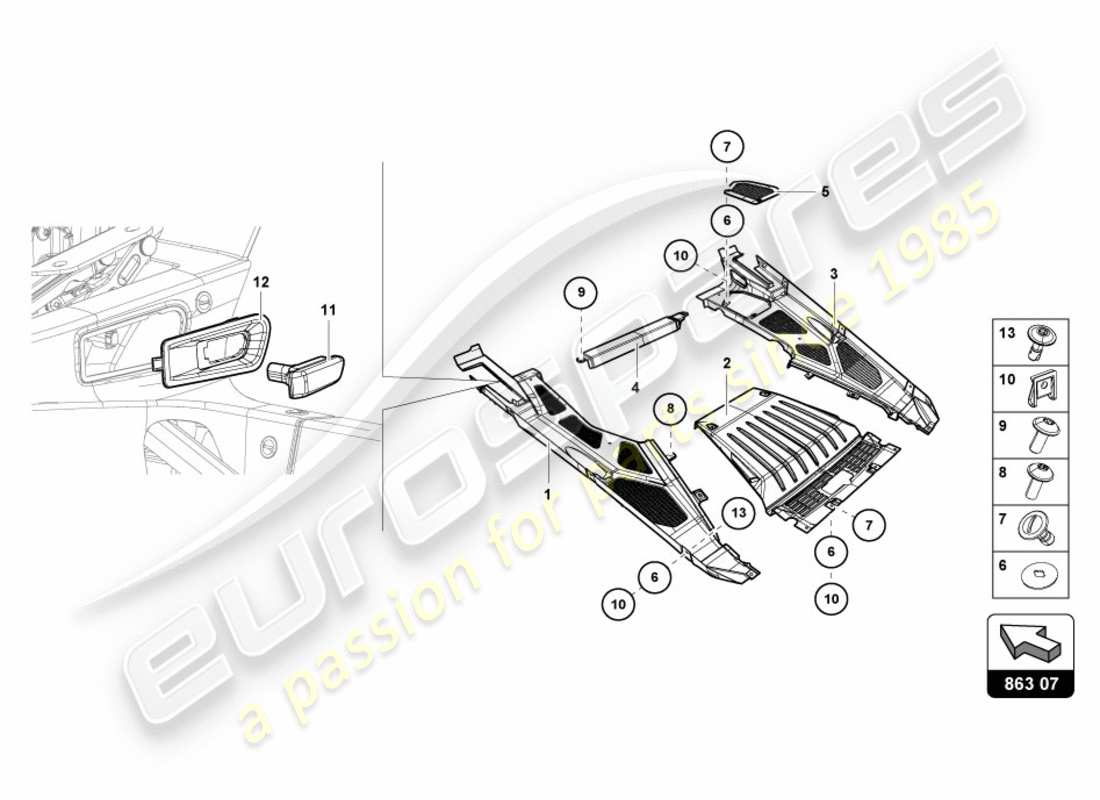 lamborghini lp610-4 avio (2016) engine cover standard parts diagram