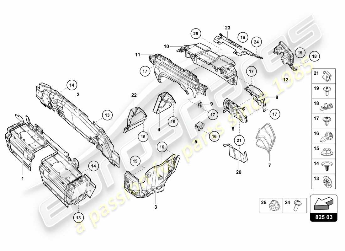 lamborghini 2017 (lp580-2 coupe) heat shield part diagram