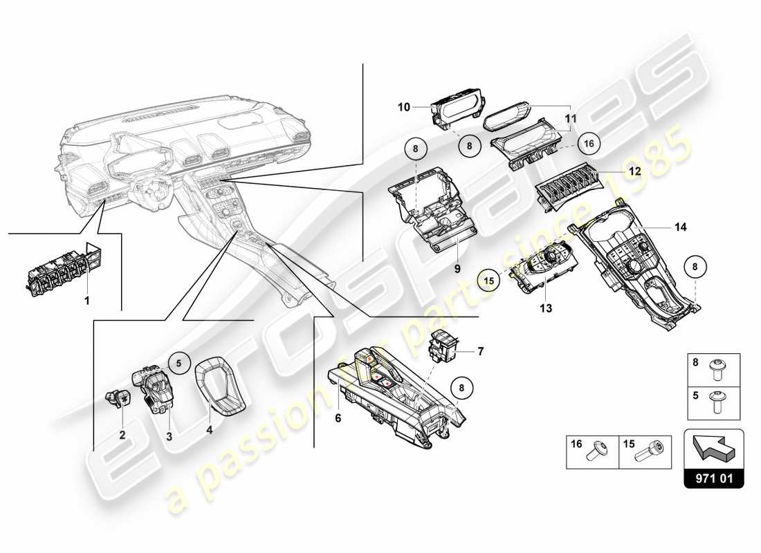 lamborghini 2016 (lp600-4 zhong coupe) multiple switch part diagram