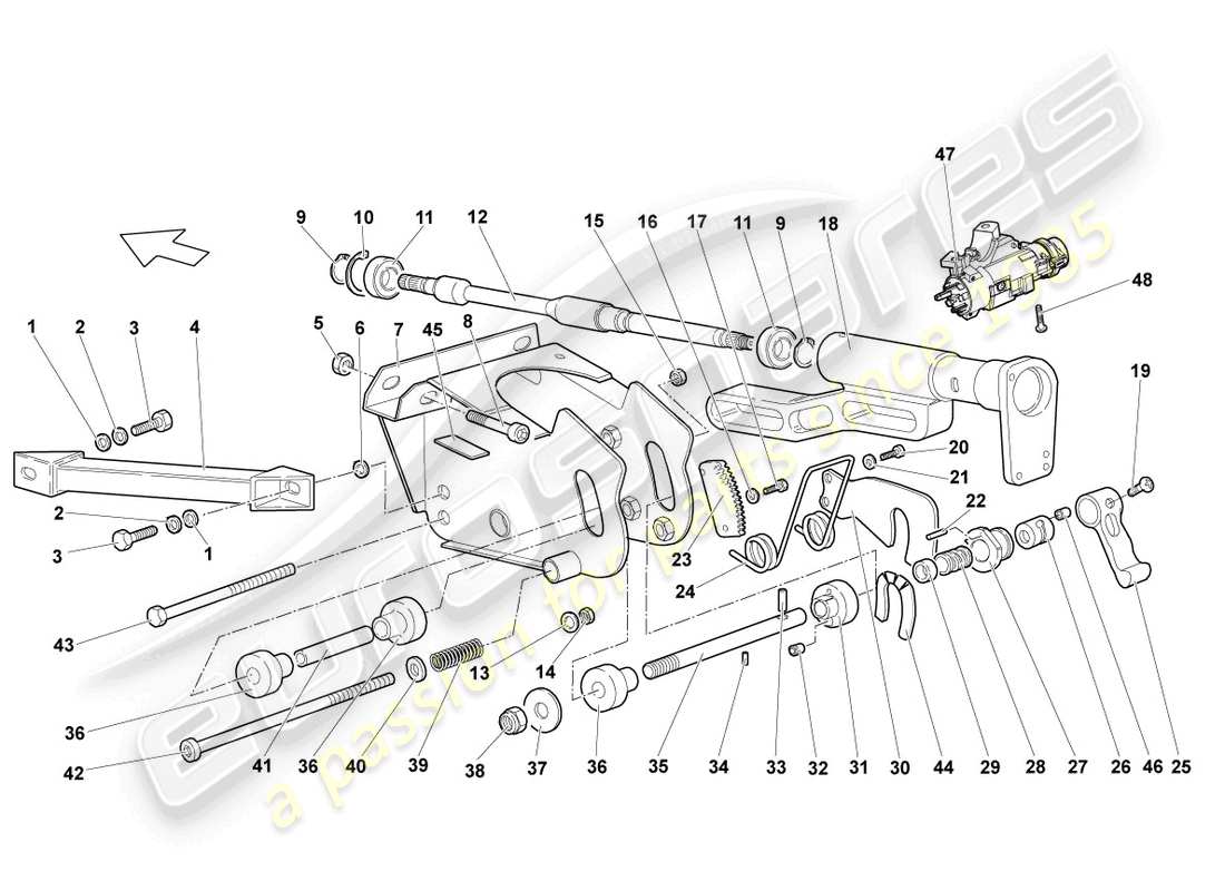 lamborghini murcielago coupe (2002) steering column part diagram