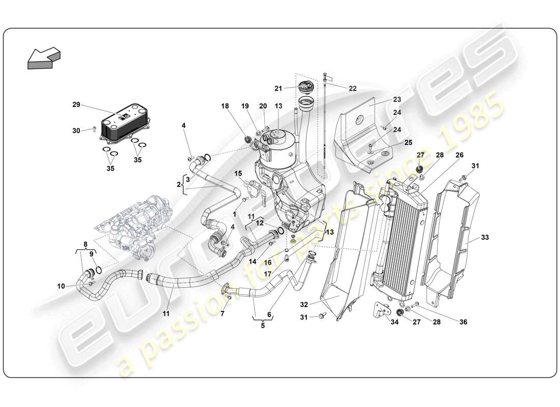 lamborghini super trofeo (2009-2014) oil system parts diagram