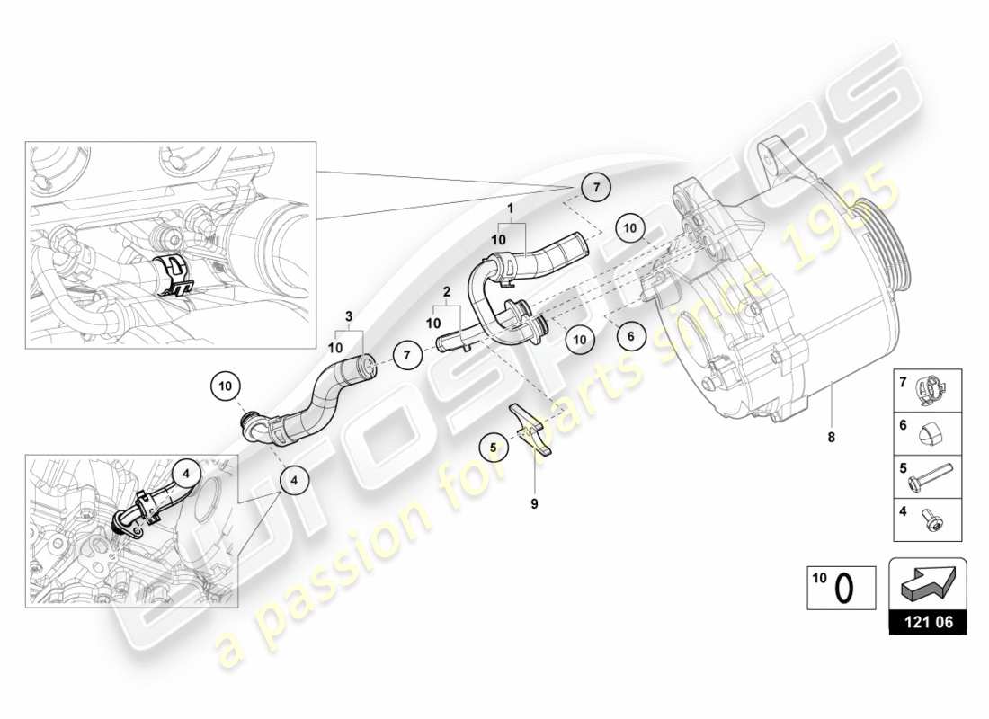lamborghini 2019 (lp610-4 spyder) coolant hoses and pipes part diagram
