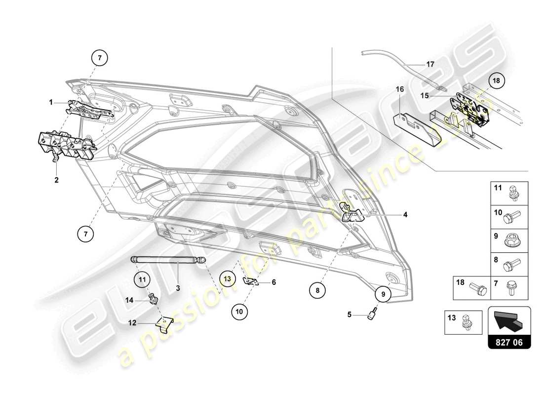 lamborghini lp750-4 sv roadster (2016) engine cover with insp. cover parts diagram
