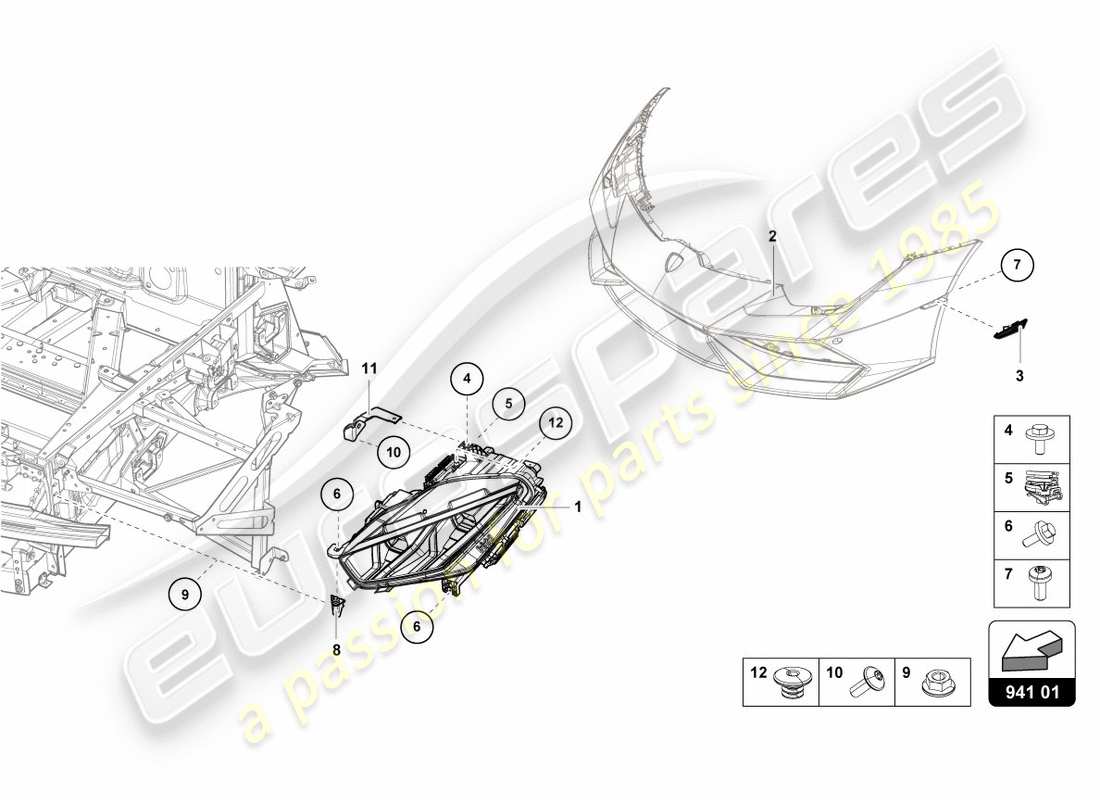 lamborghini 2016 (lp610-4 avio) led headlight front part diagram